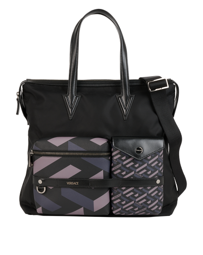 Greca Cargo Tote, &pound;395, Handbags, Black/Grey, Nylon, Front view